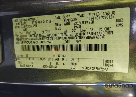 2017 Ford Escape Titanium from USA, damaged, VIN 1FMCU0J96HUD57570